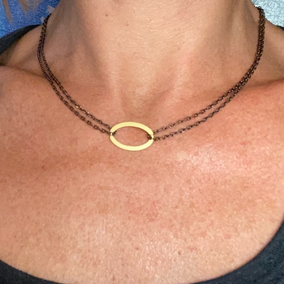 CV Designs mixed metals oval double chain necklace - Picture 4 of 4